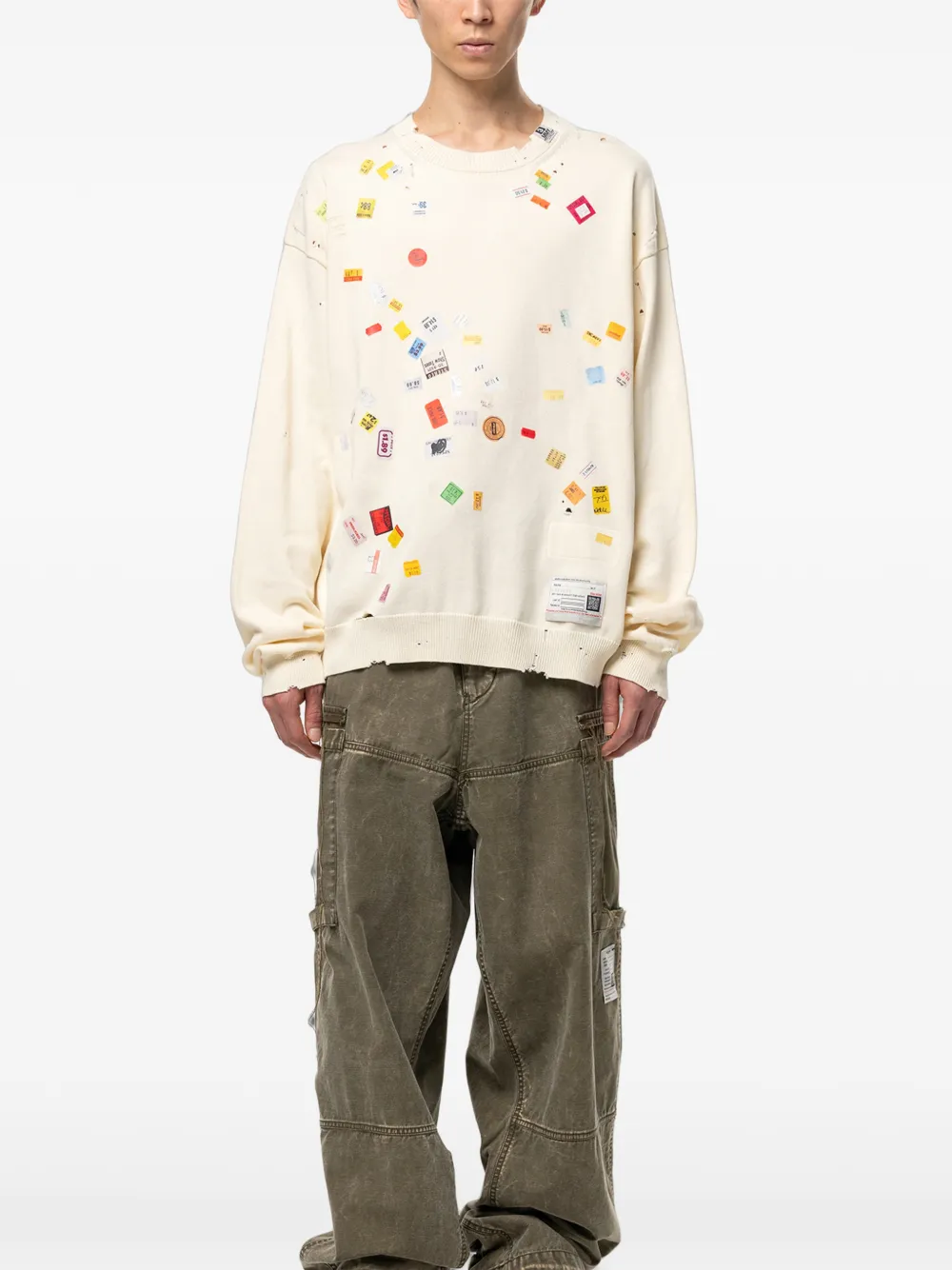 Maison MIHARA YASUHIRO Gebreide trui met print Beige