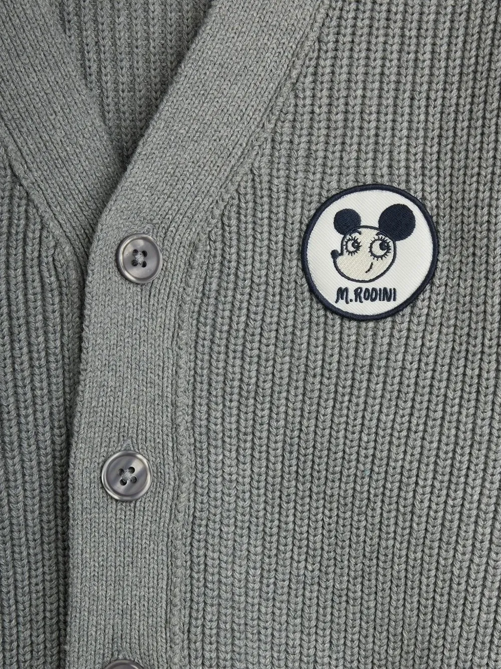Mini Rodini Ritzratz gebreid vest met patch Grijs
