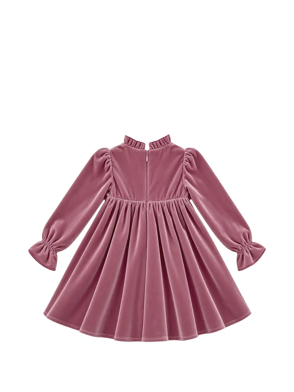 La Stupenderia ruffled velvet mini dress Roze