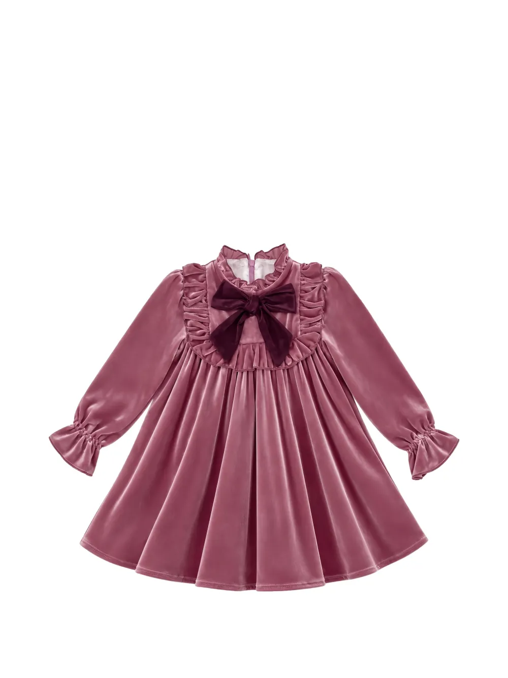 La Stupenderia ruffled velvet mini dress Roze