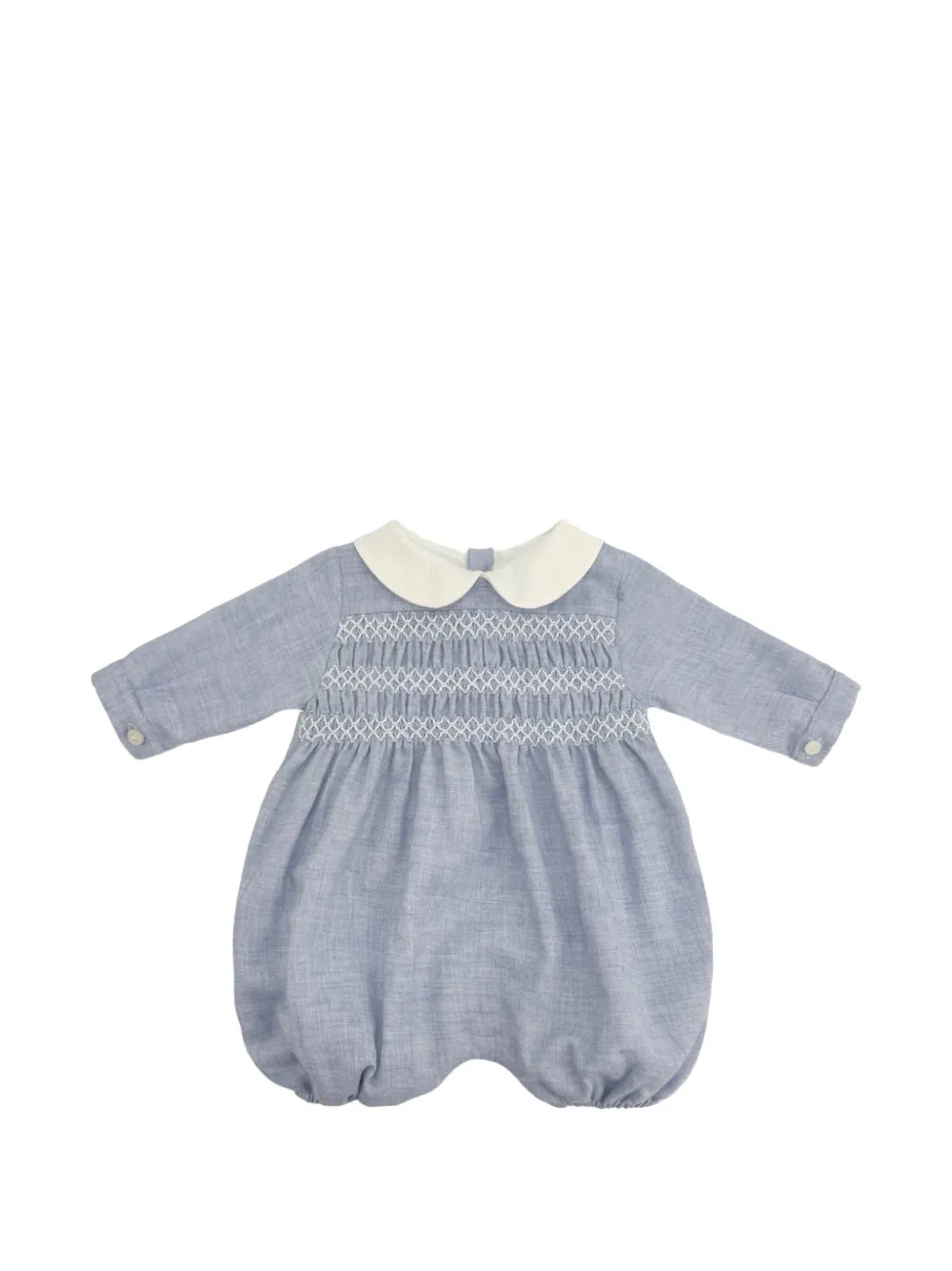 La Stupenderia smock-stitched Peter Pan collar romper Blauw