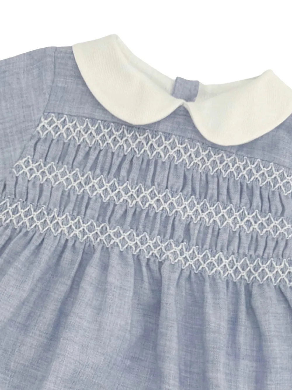 La Stupenderia smock-stitched Peter Pan collar romper Blauw
