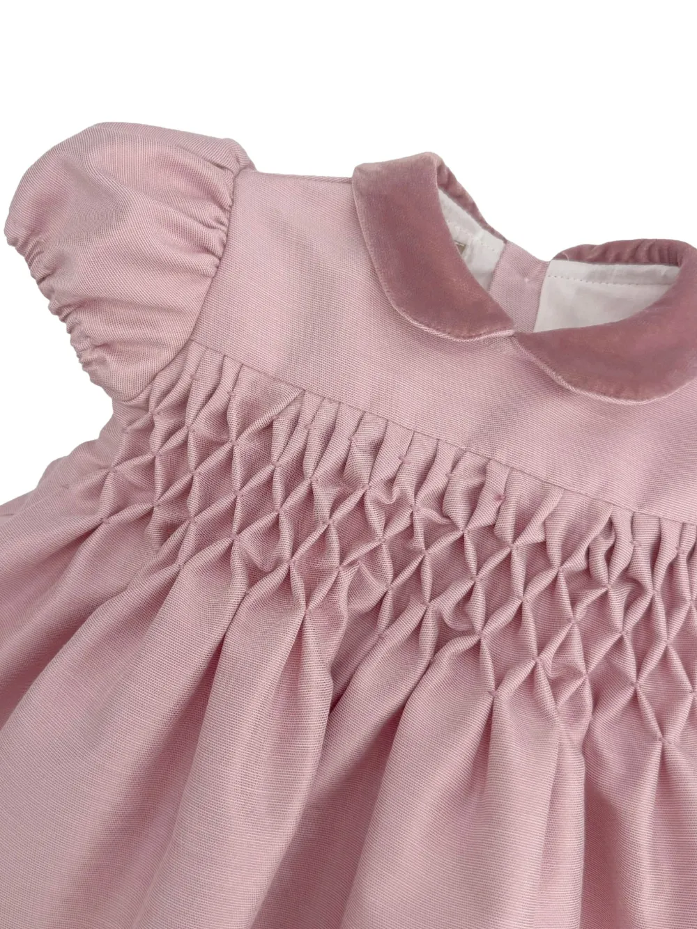 La Stupenderia Camilla smocked puff-sleeve dress Roze