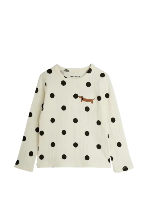 Mini Rodini polka-dot ribbed T-shirt