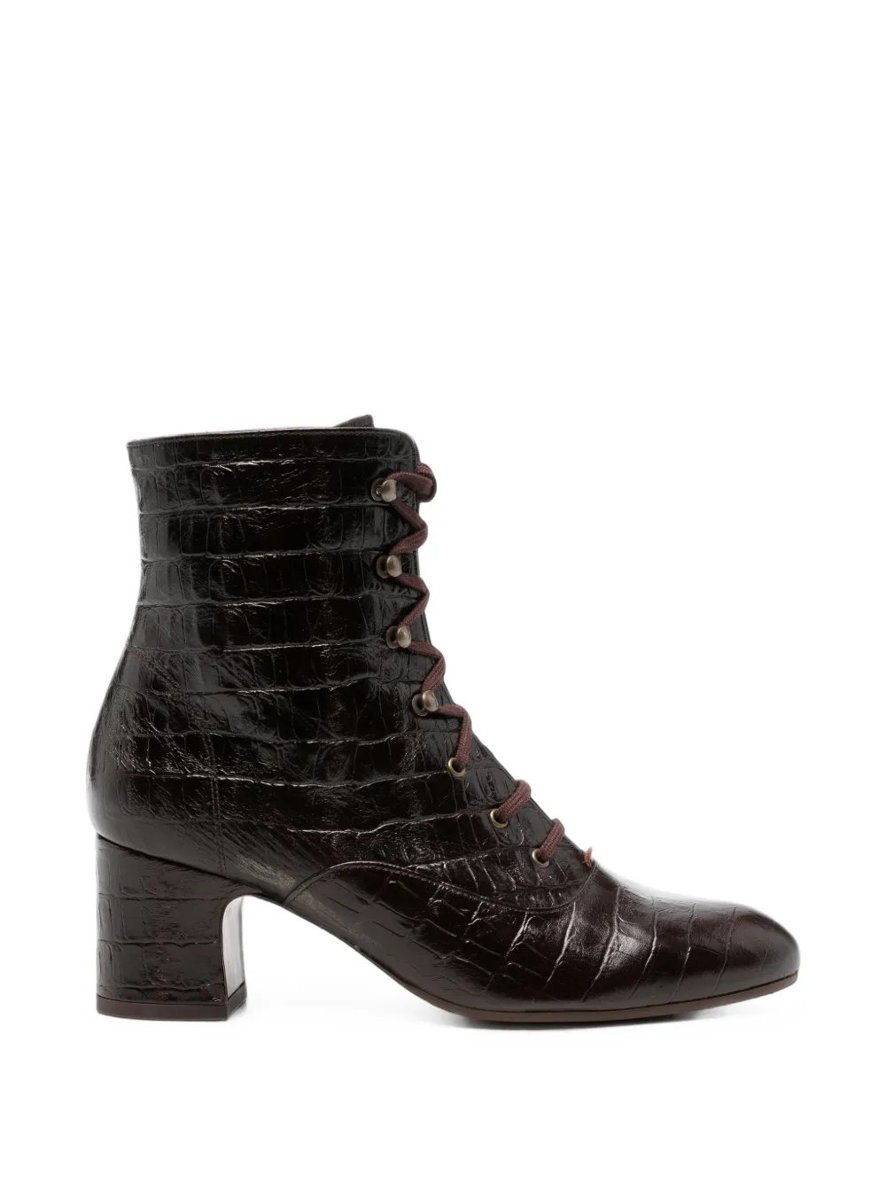 Chie Mihara croc-effect lace-up ankle boots Bruin
