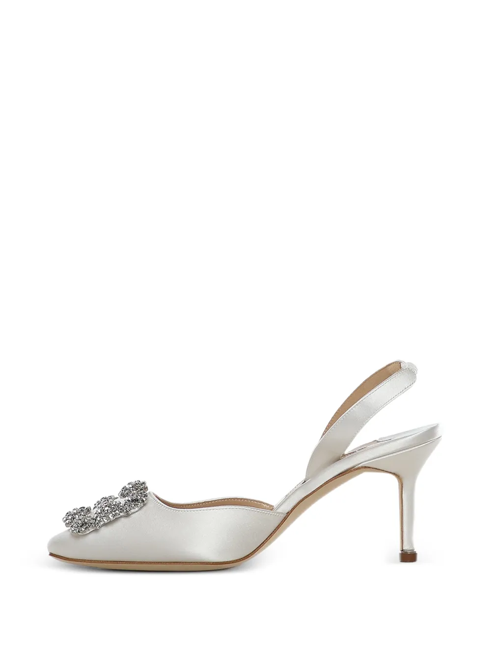 Manolo Blahnik Hangisi crystal-buckle slingback pumps Wit