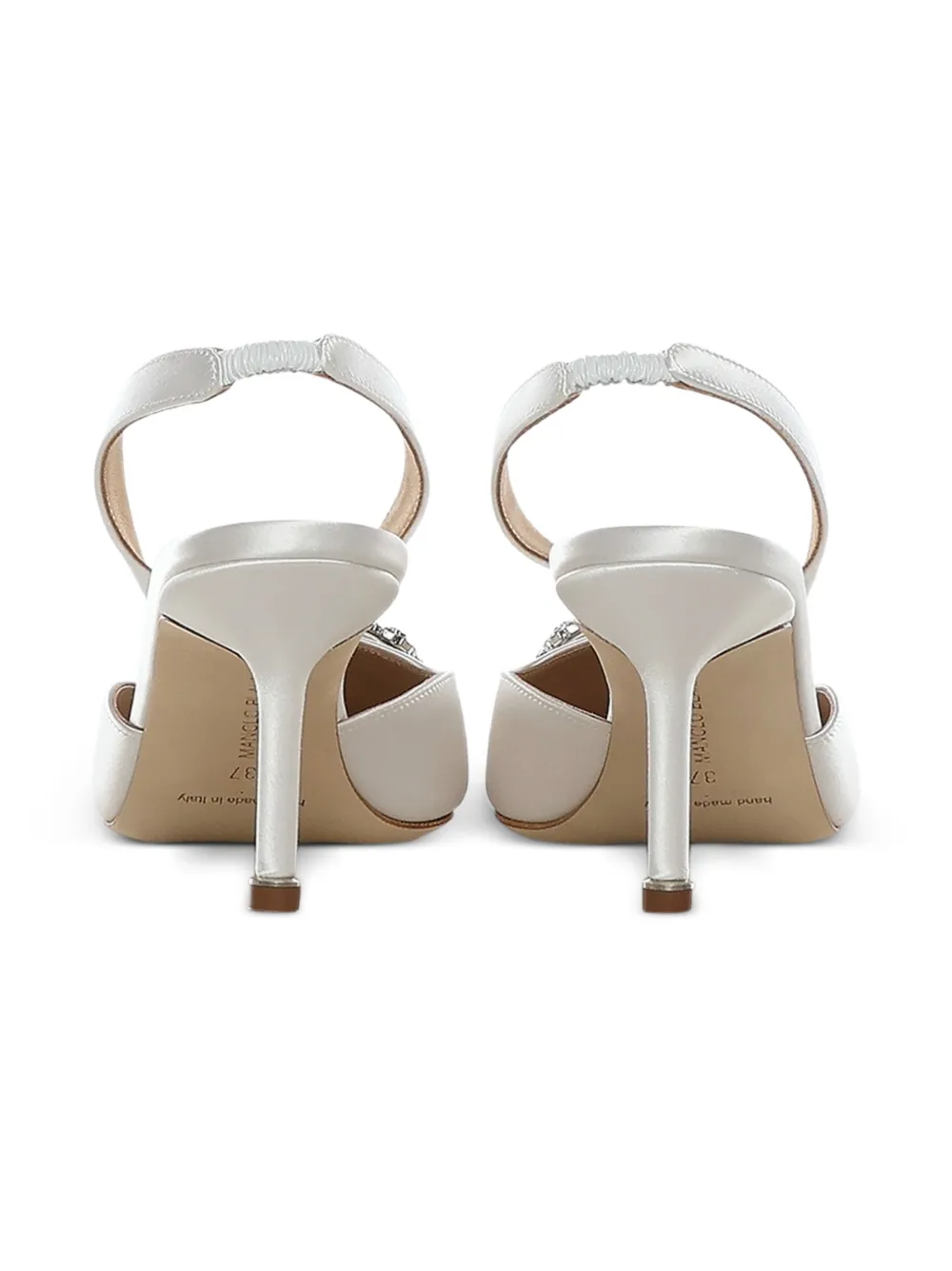 Manolo Blahnik Hangisi crystal-buckle slingback pumps Wit
