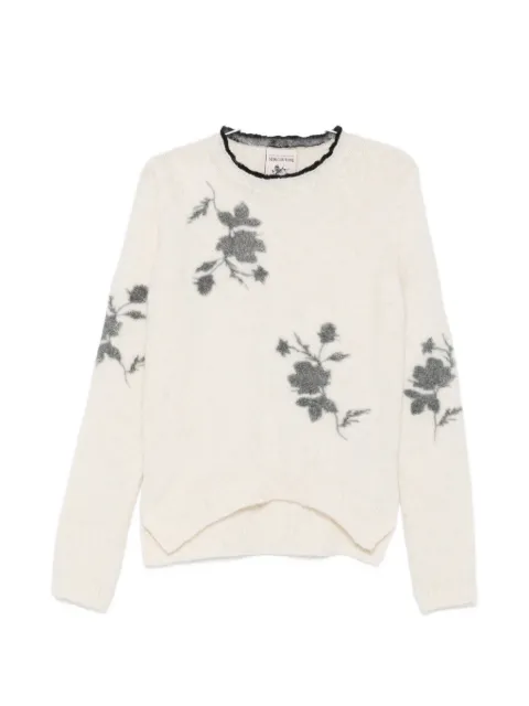 Semicouture jersey con motivo floral en jacquard