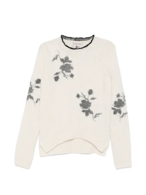 Semicouture floral-jacquard crew-neck sweater
