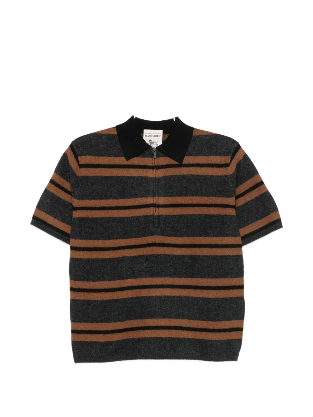 Semicouture striped zip-up polo shirt - Grigio