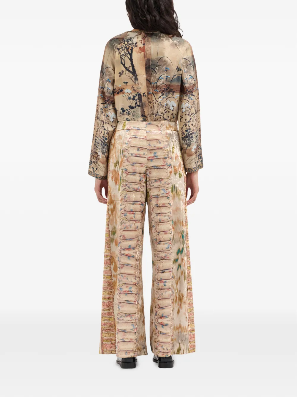 Pierre-Louis Mascia Palazzo broek met abstracte print Beige