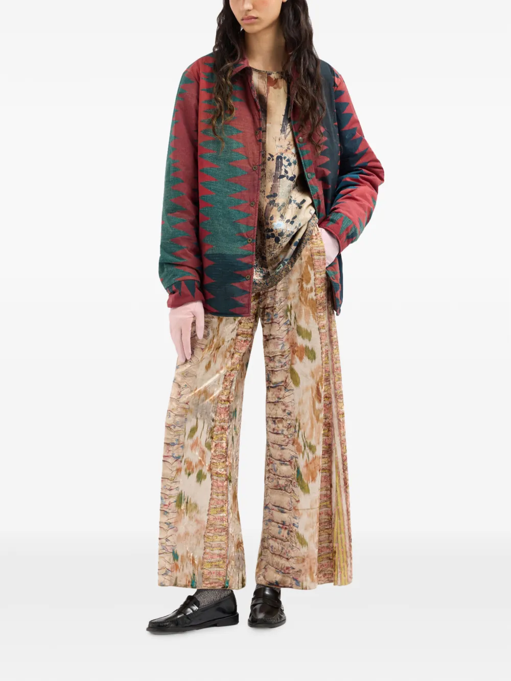 Pierre-Louis Mascia Palazzo broek met abstracte print Beige