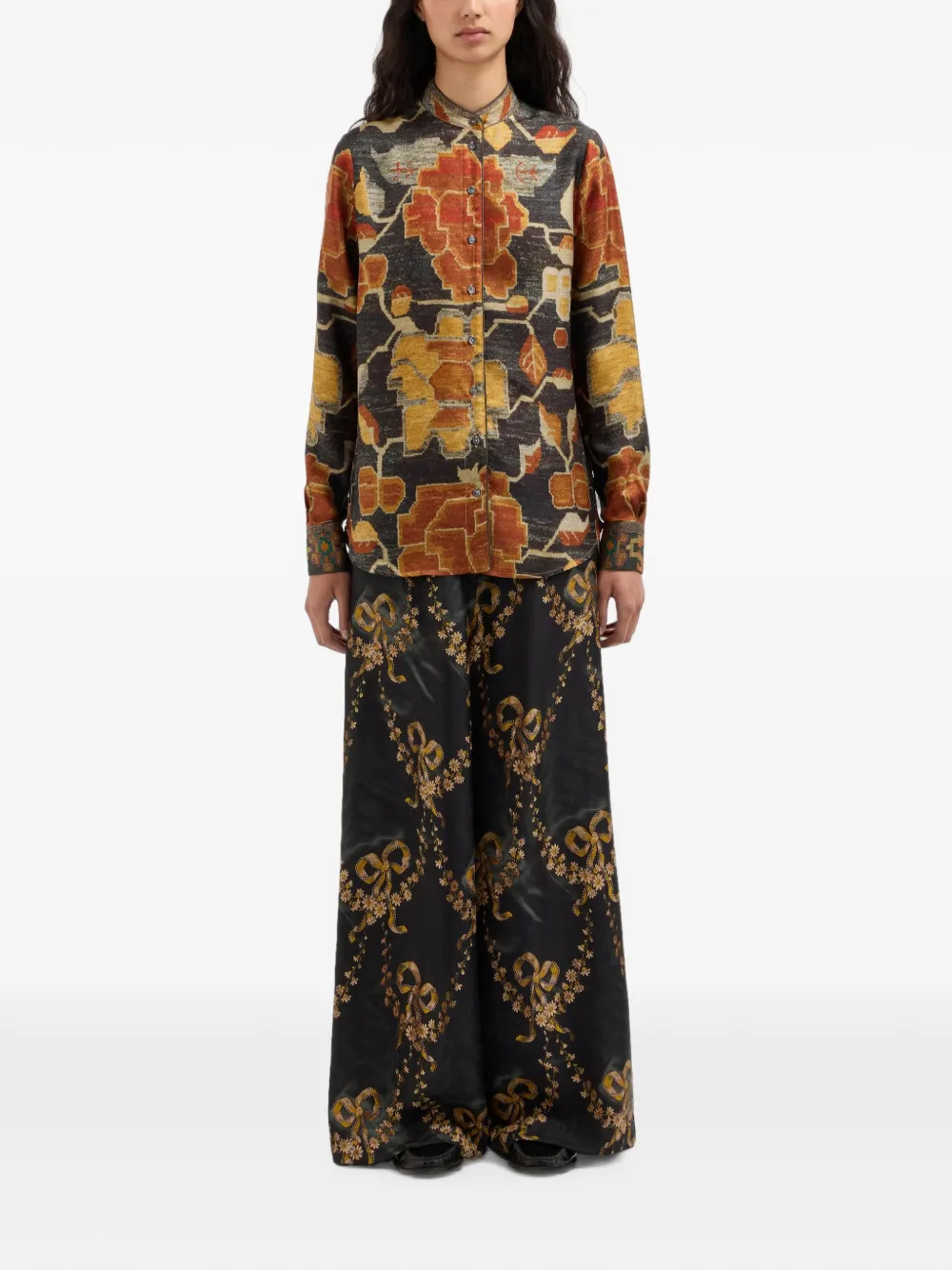 Pierre-Louis Mascia Aloe zijden blouse met bloemenprint Zwart