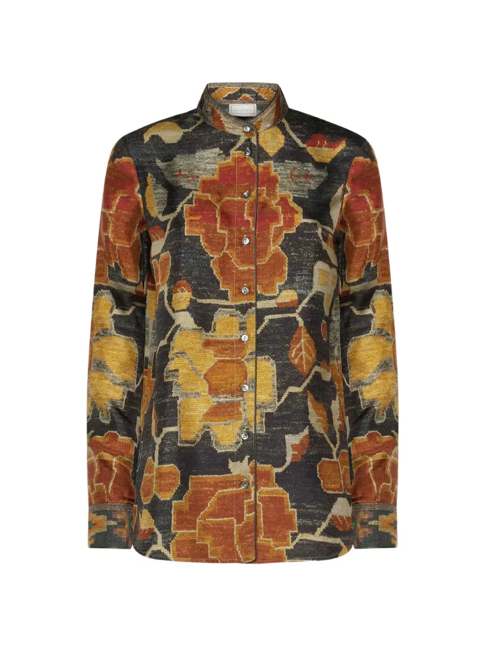Pierre-Louis Mascia Aloe Seidenhemd mit Blumenprint - Schwarz