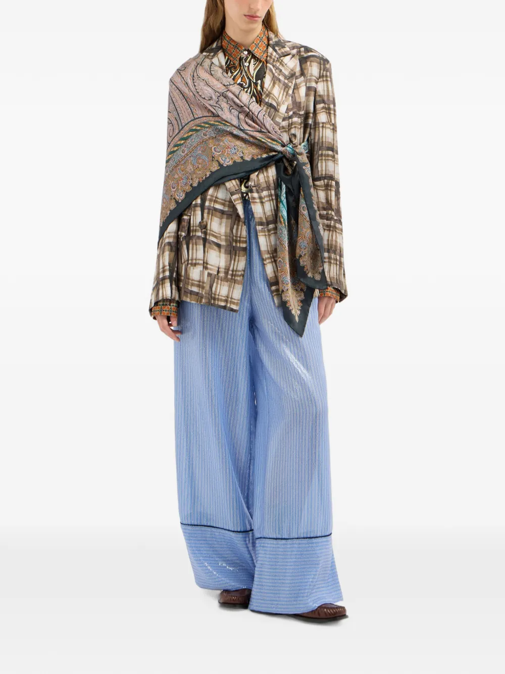 Pierre-Louis Mascia Kurhi gestreepte broek verfraaid met pailletten Blauw