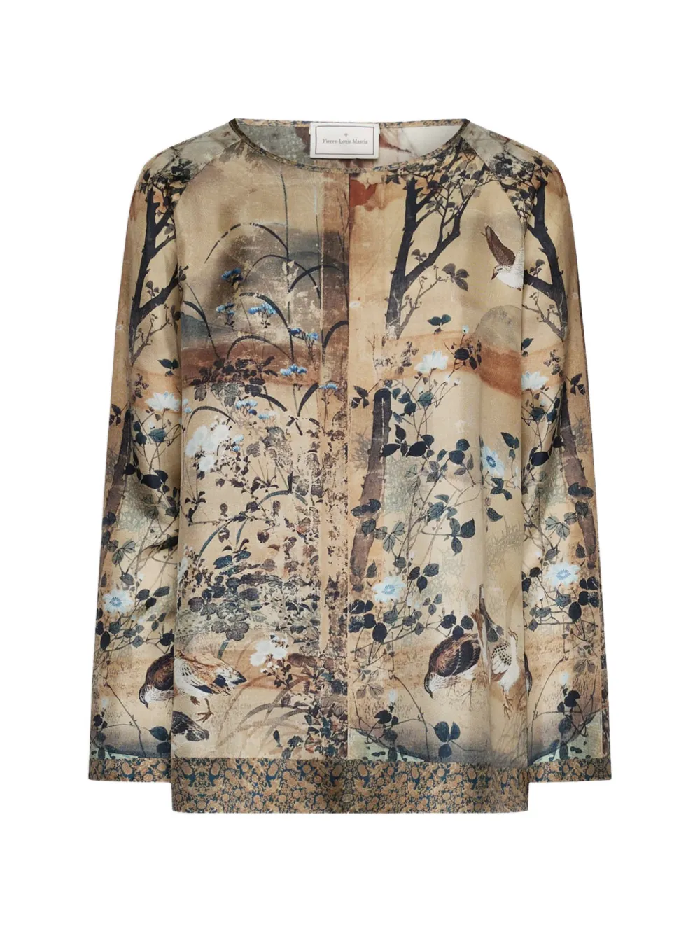 Pierre-Louis Mascia Aloe forest-motif silk blouse - Toni neutri