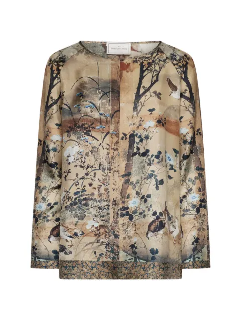 Pierre-Louis Mascia Aloe forest-motif silk blouse