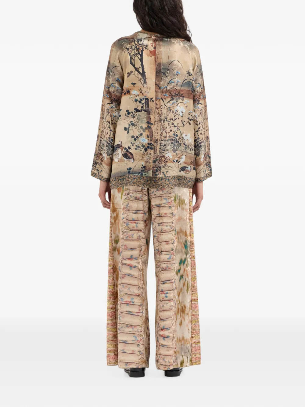 Pierre-Louis Mascia Aloe blouse met landschapsprint Beige