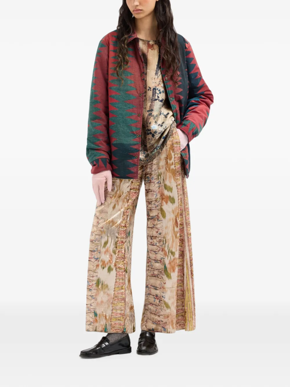 Pierre-Louis Mascia Aloe blouse met landschapsprint Beige