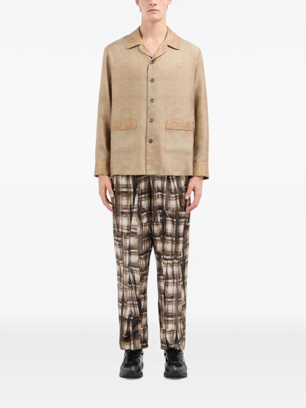 Pierre-Louis Mascia Aloe zijden overhemd met paisley-print Beige