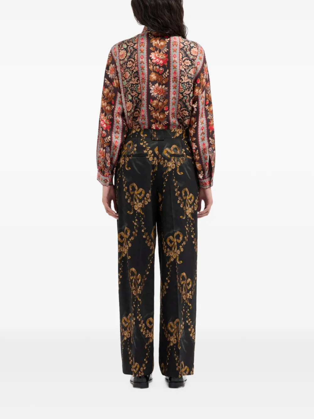 Pierre-Louis Mascia Beatex high waist broek met bloemenprint Zwart