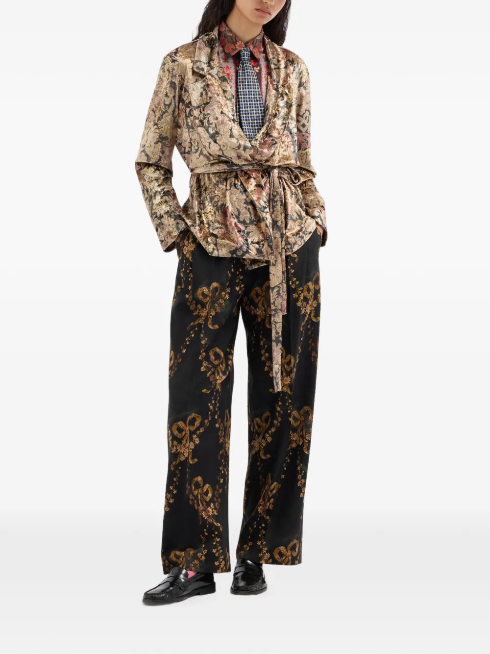 Pierre-Louis Mascia Beatex high waist broek met bloemenprint Zwart