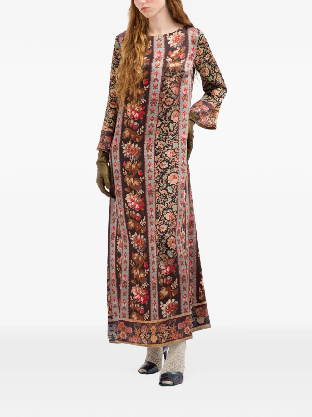 Pierre-Louis Mascia Mutka maxi-jurk met bloemenprint Bruin