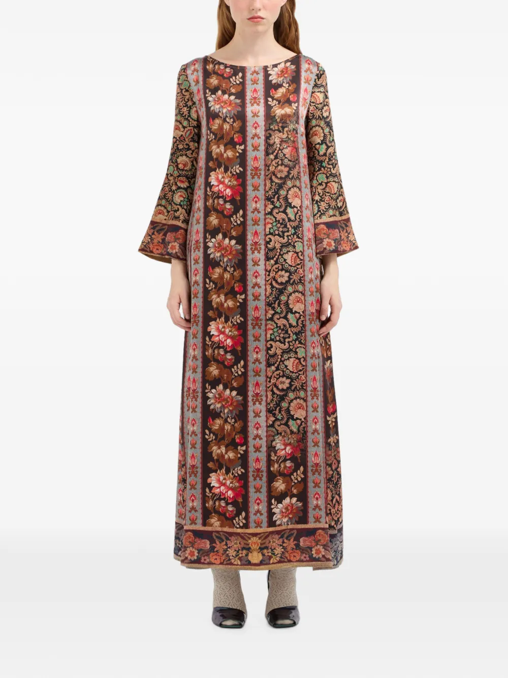 Pierre-Louis Mascia Mutka maxi-jurk met bloemenprint Bruin
