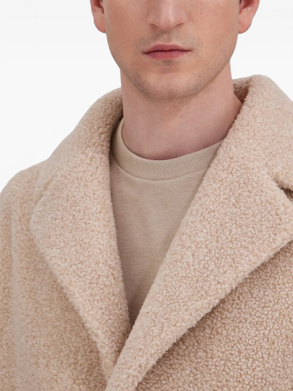 Herno Jas met enkele rij knopen en teddy-effect Beige
