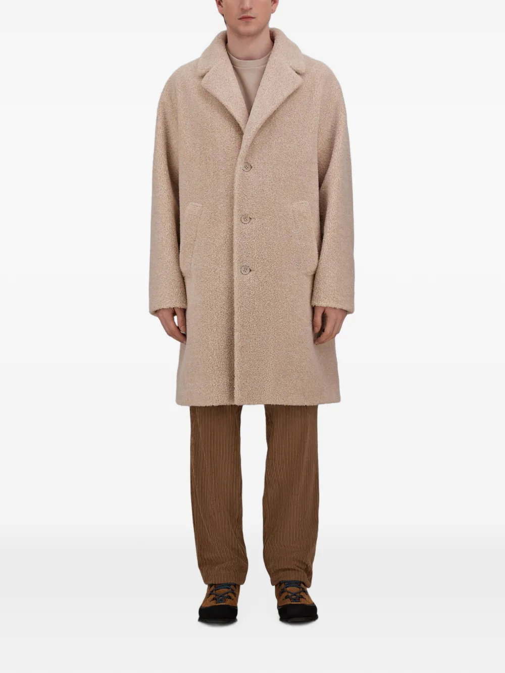 Herno Jas met enkele rij knopen en teddy-effect Beige