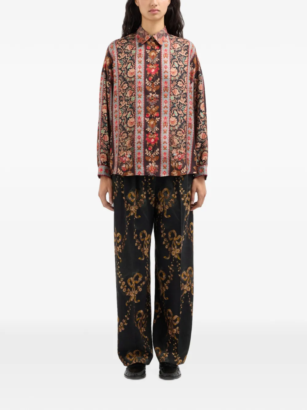 Pierre-Louis Mascia Aloe zijden blouse met bloemenprint Zwart