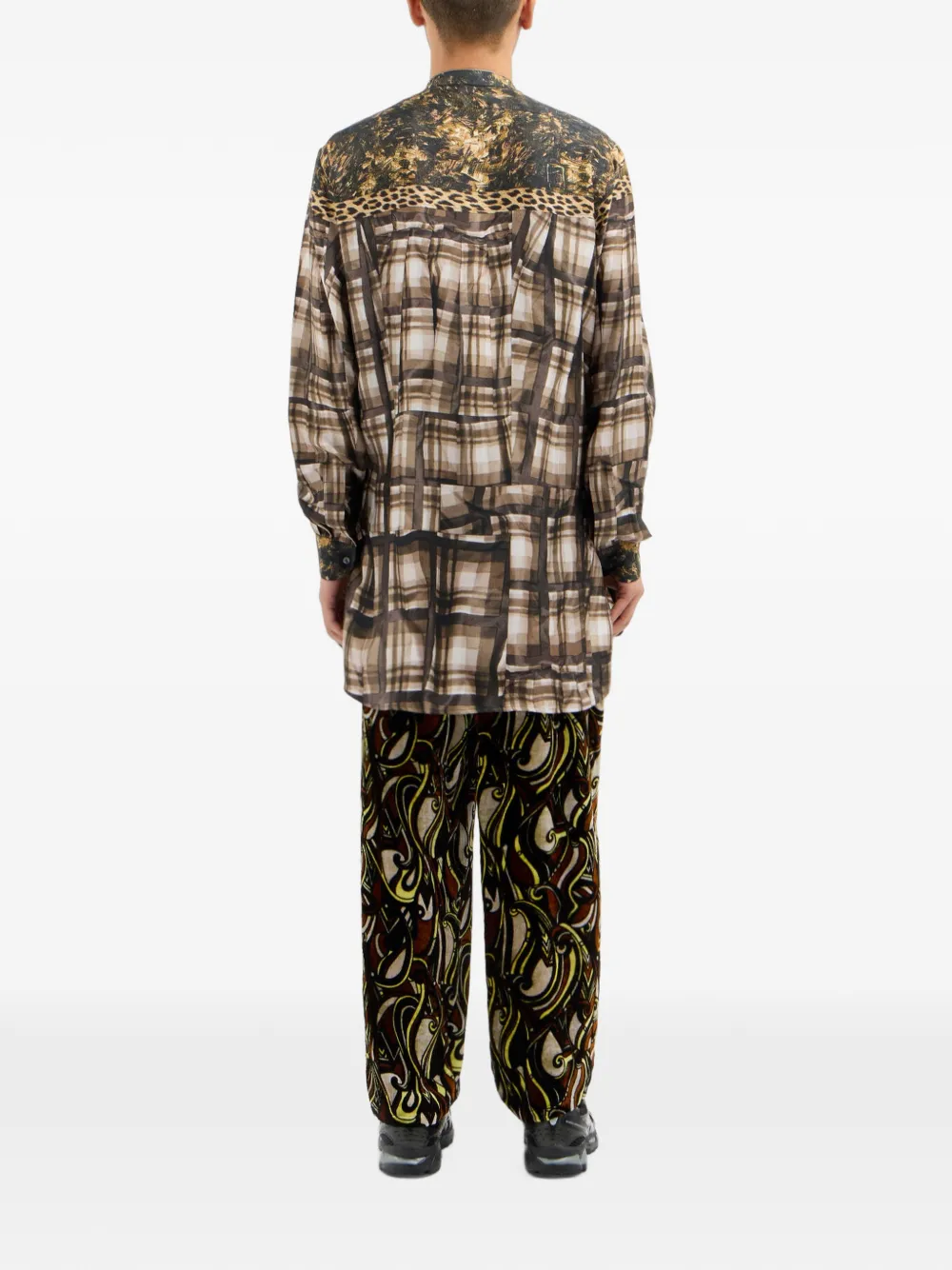 Pierre-Louis Mascia Aloe geruit overhemd met luipaardprint Beige