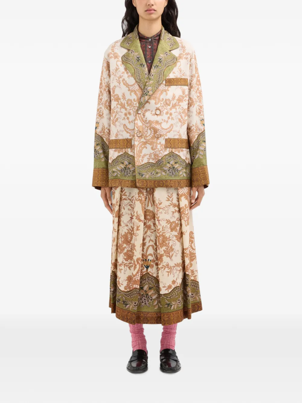 Pierre-Louis Mascia Zijden blazer met paisley-print Beige