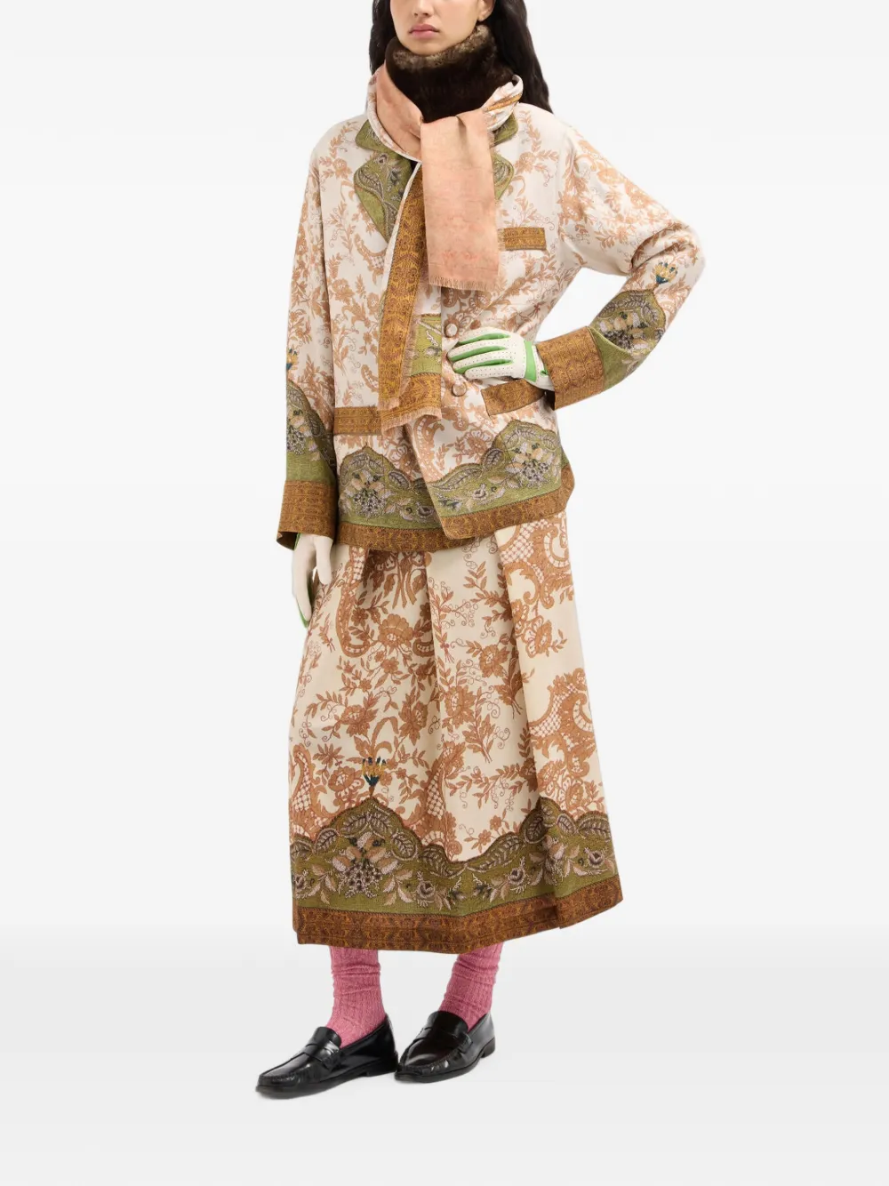 Pierre-Louis Mascia Zijden blazer met paisley-print Beige