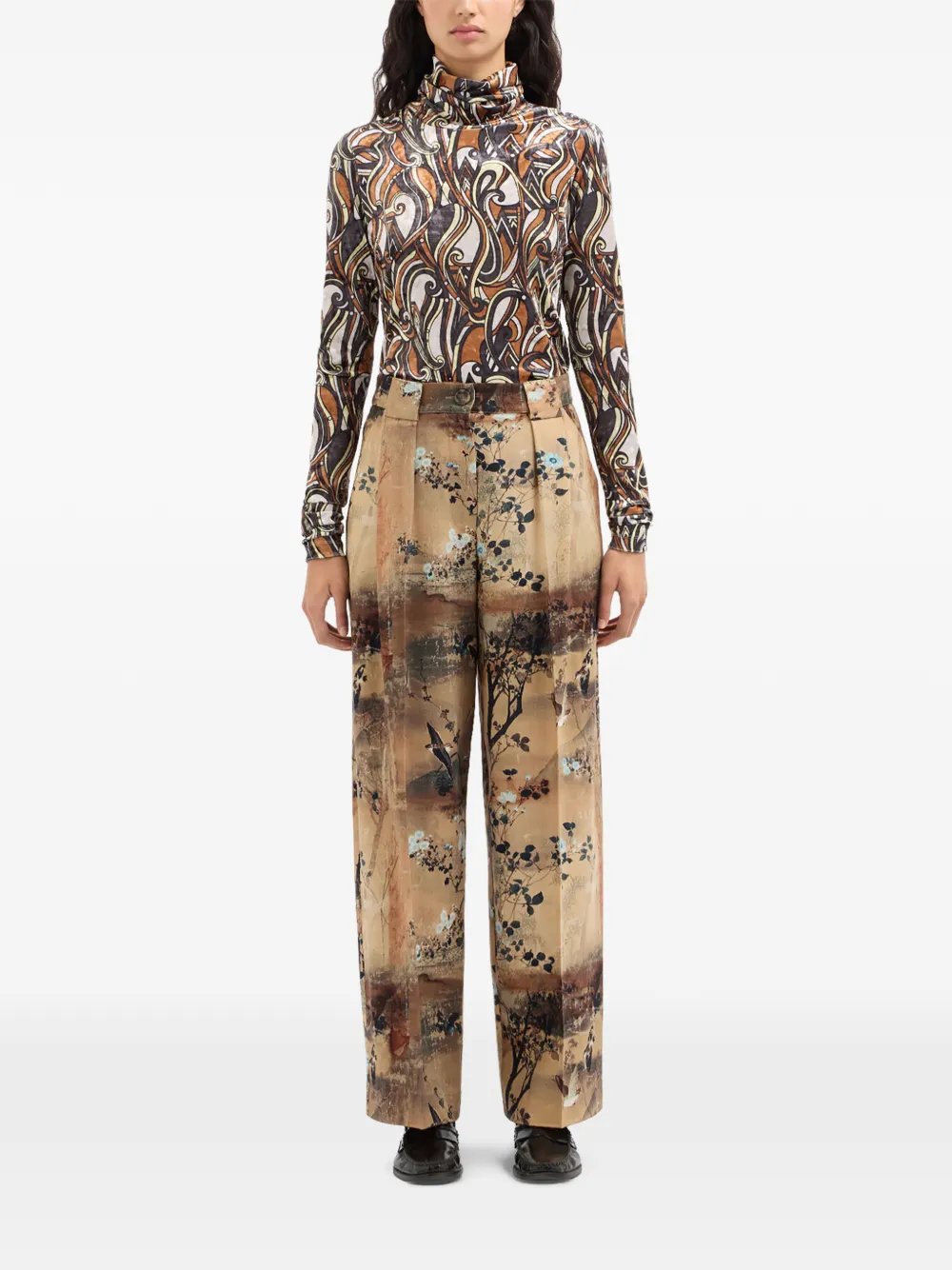 Pierre-Louis Mascia Beatex broek met bloemenprint Beige