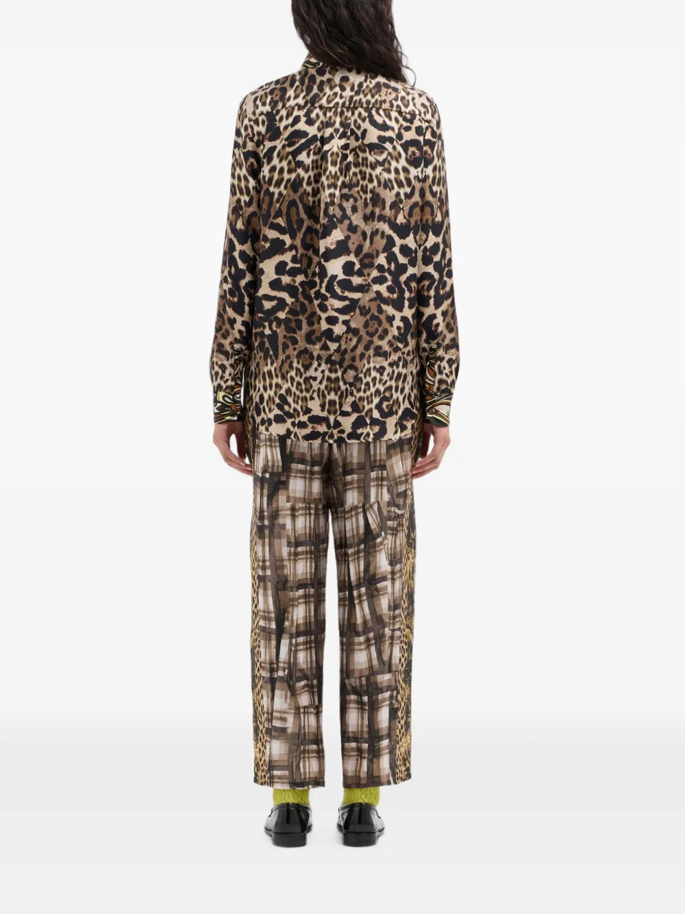 Pierre-Louis Mascia Aloe zijden shirt met luipaardprint Bruin