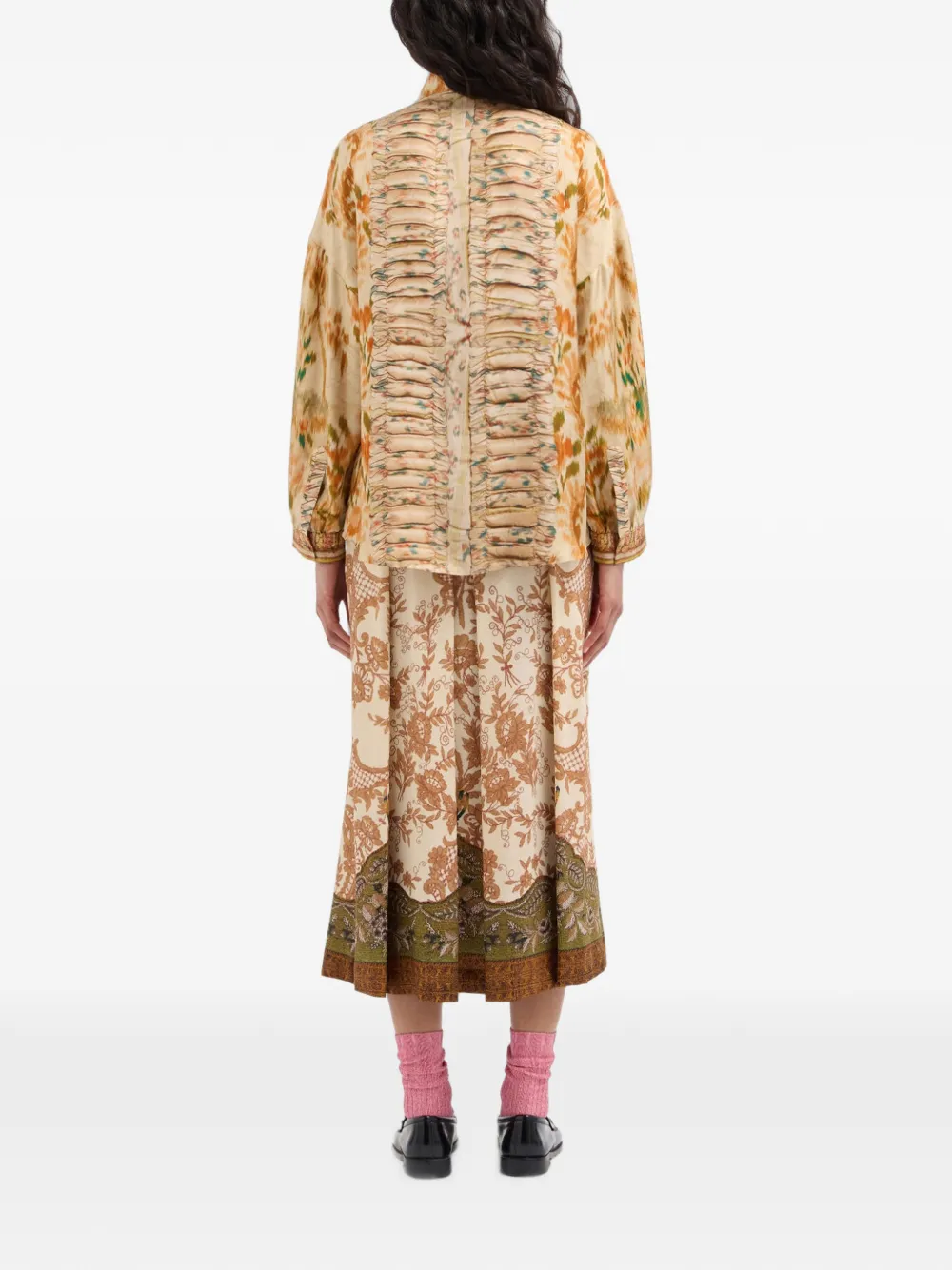 Pierre-Louis Mascia Aloe zijden blouse met ruches Beige