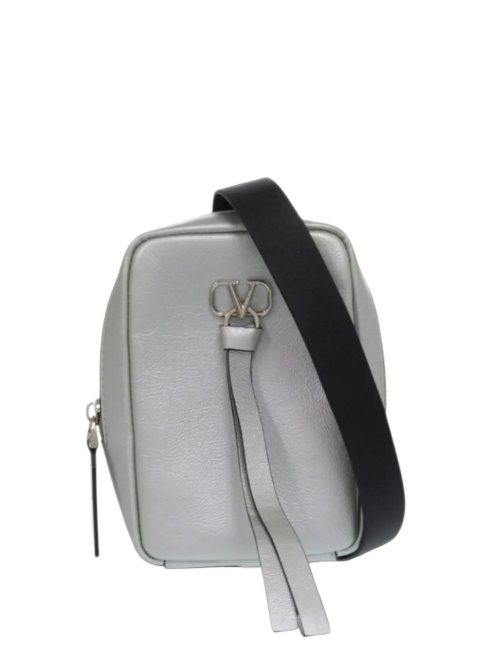 Valentino Garavani Pre-Owned Borsa a tracolla VRing Neck Pouch in pelle metallizzata 2018-2026 - Argento