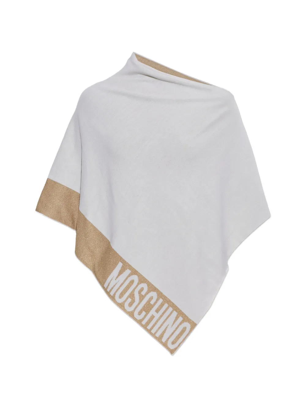 Moschino metallic-thread logo-print poncho - Bianco