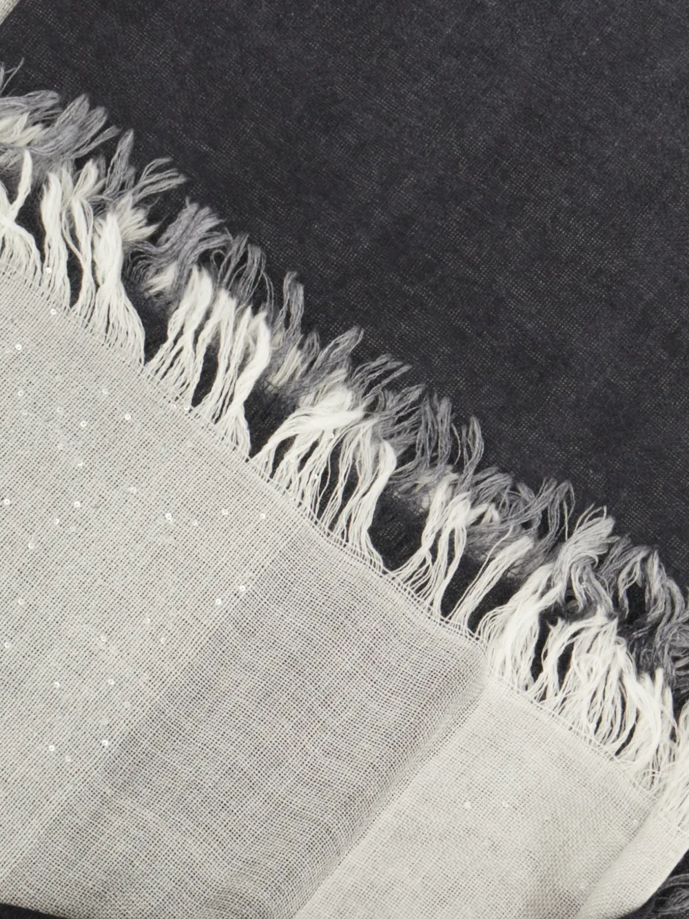 Faliero Sarti sequin-embellished fringed scarf Grijs