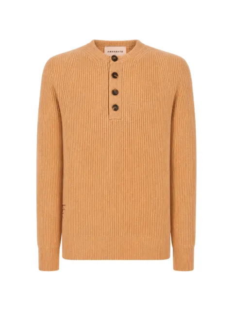 AMARANTO  ribbed-knit henley sweater
