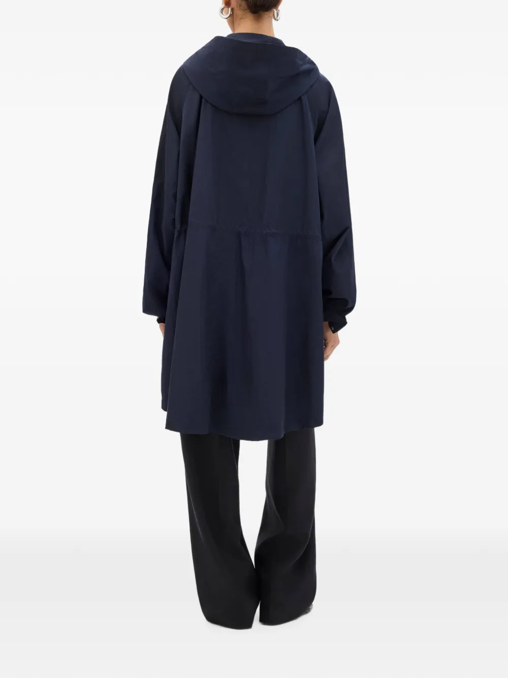 Another Tomorrow Packable Hooded Hoodie in Blue, view 4