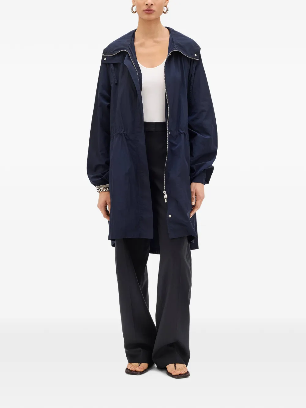 Another Tomorrow Packable Hooded Hoodie in Blue, view 2