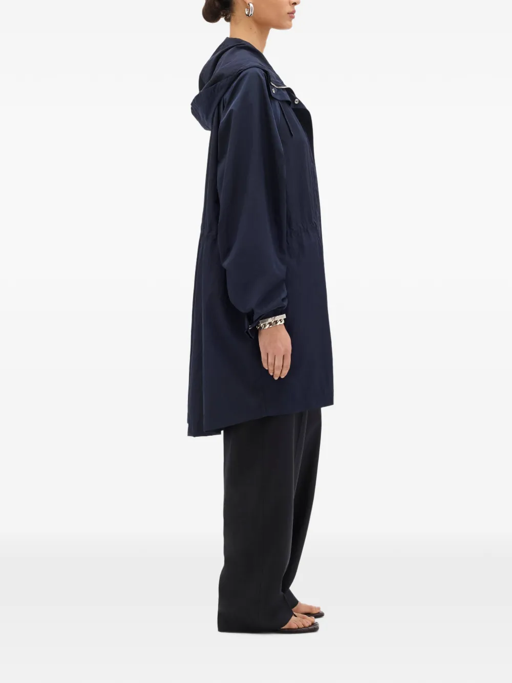 Another Tomorrow Packable Hooded Hoodie in Blue, view 3