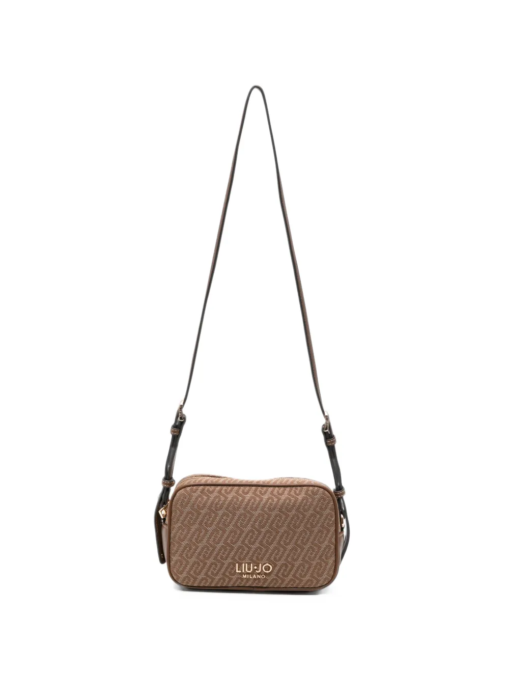 LIU JO small monogram-jacquard camera bag - Marrone