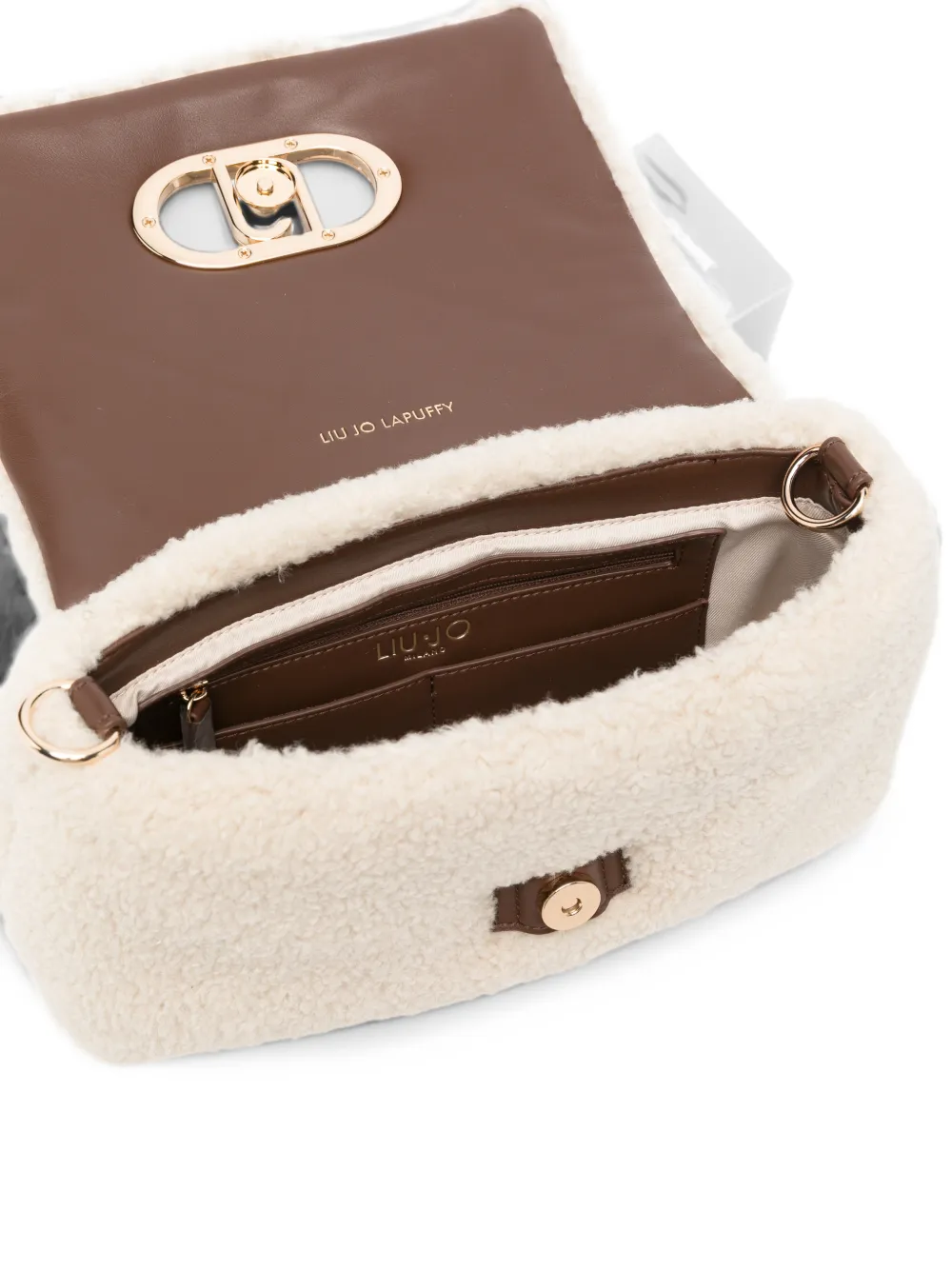 LIU JO LaPuffy quilted faux-shearling crossbody bag Bruin