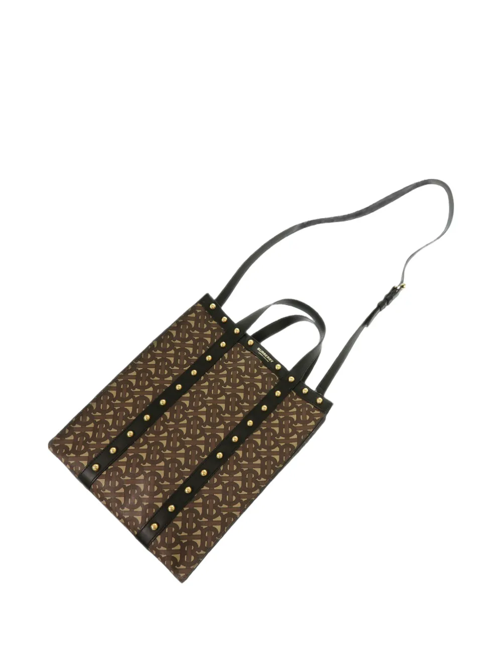 Burberry Pre-Owned 2018-2023 kleine TB Monogram E canvas en leren shopper met studs Bruin