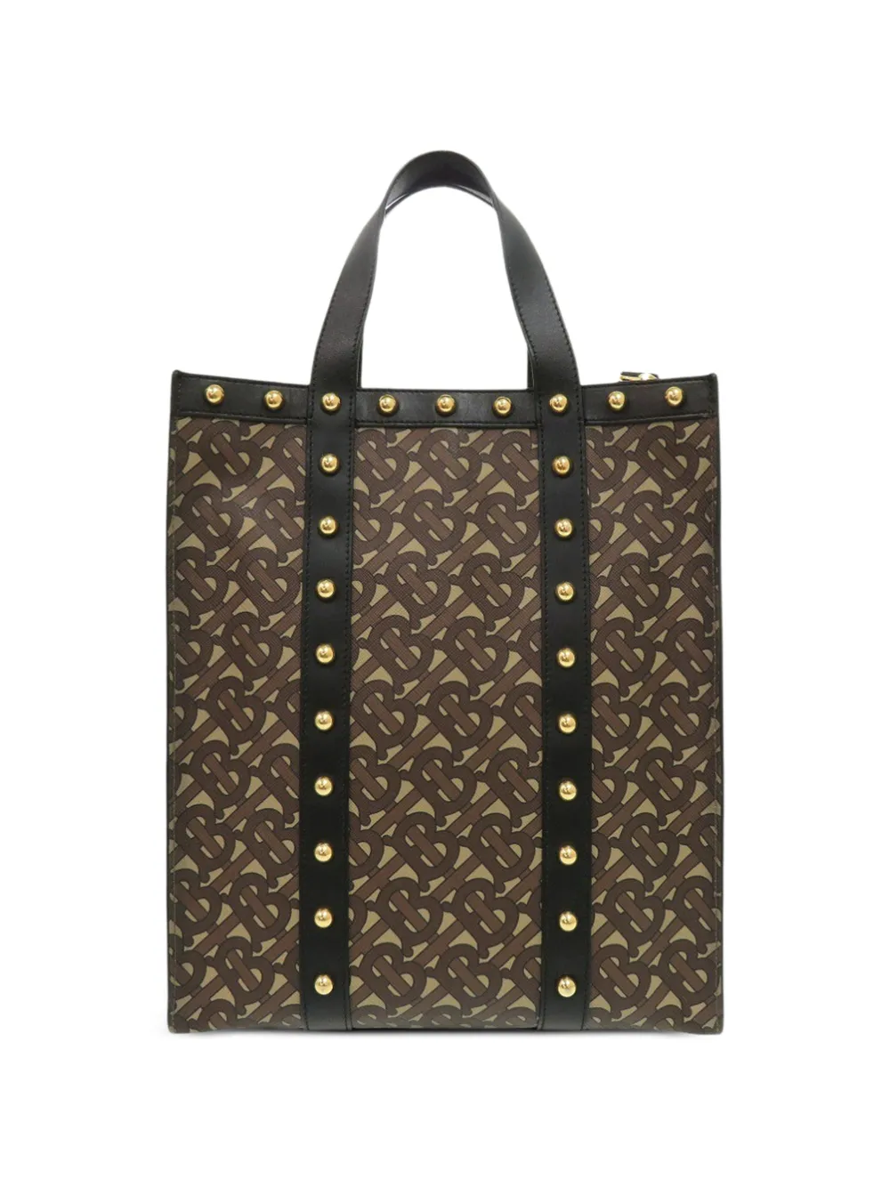 Burberry Pre-Owned 2018-2023 kleine TB Monogram E canvas en leren shopper met studs Bruin