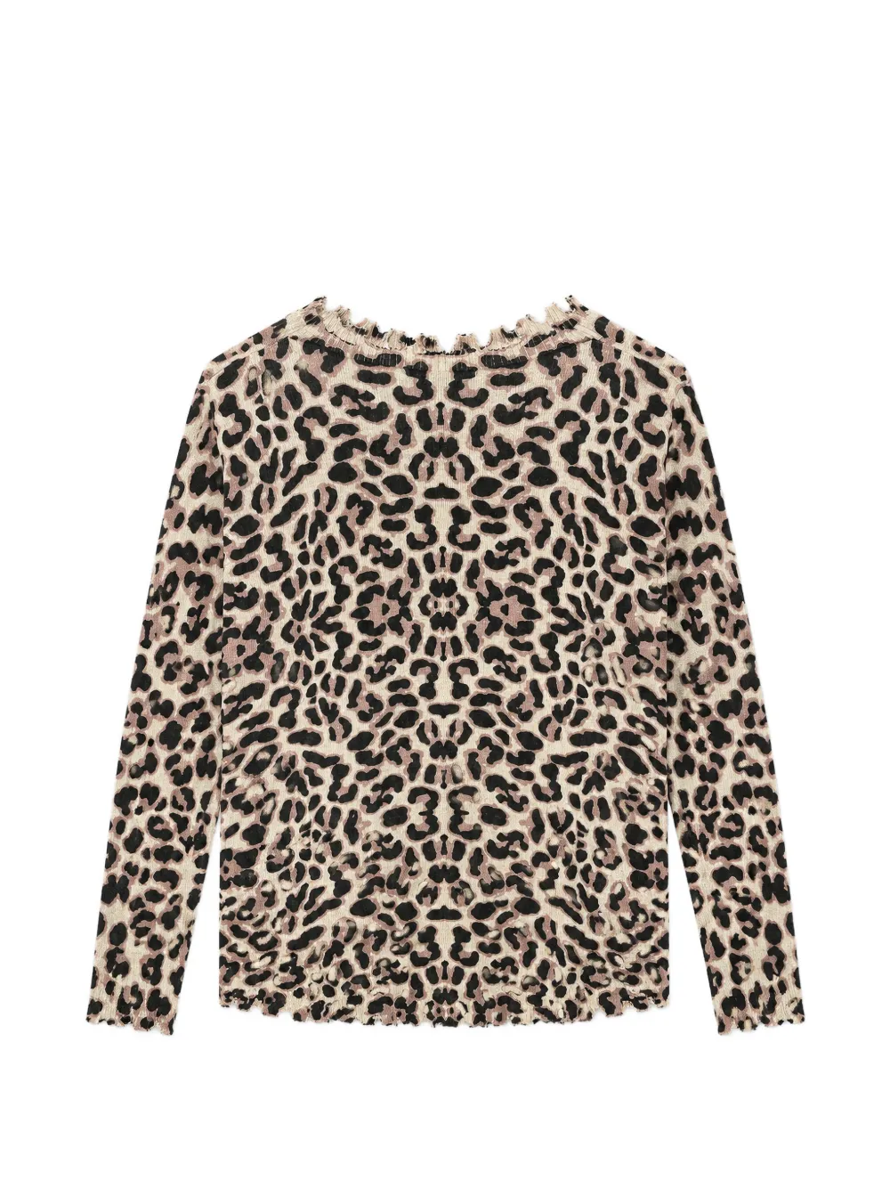 kujten Melah leopard-print lettuce-trim sweater Beige