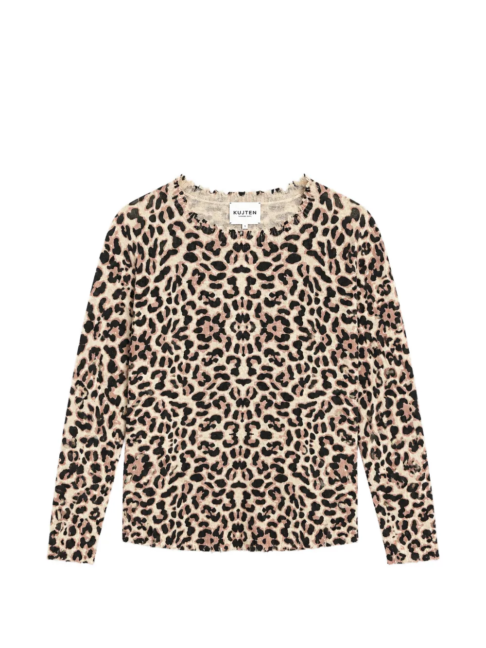 kujten Melah Pullover mit Leopardenprint und Wellensaum - Nude